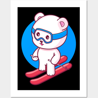 Cute Polar Bear Ski Posters and Art